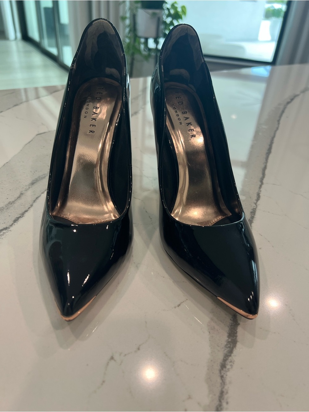 BCBG Black Patent Pointed-Toe Pumps